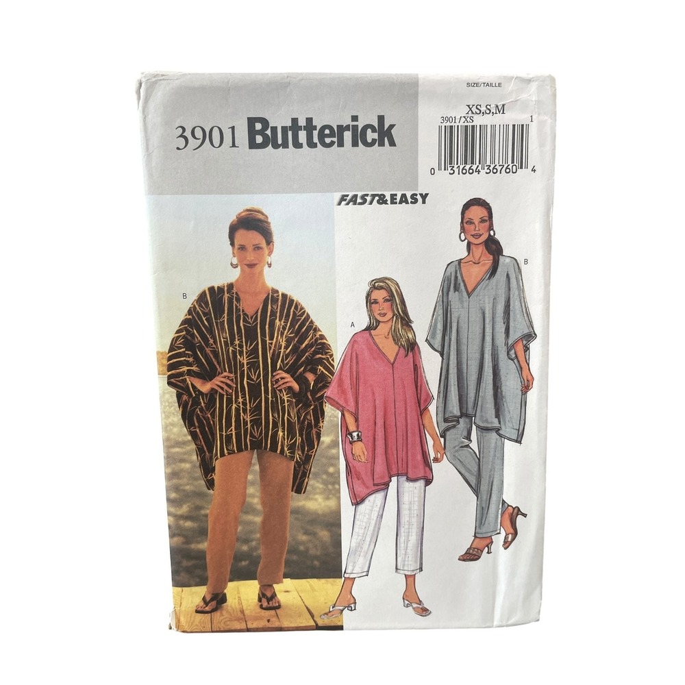 Butterick 3901 Sewing Pattern Womens XS S M Multi Tunic Pants Fast Easy Uncut